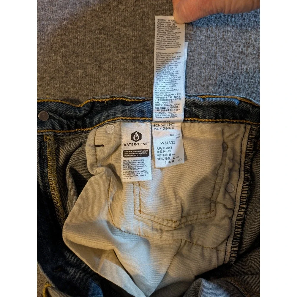 Levis Jeans Mens 511 34x32 Blue‎ Slim Fit Stretch Denim Premium Mid Rise